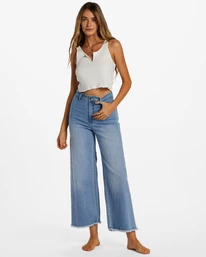 Outlet 👍 Billabong Free Fall Indigo Wide-Leg 👖 Jeans WASHED DENIM 🌟