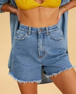 Cheapest 🎁 Billabong Salty Blonde So Vibey Denim Shorts SALTY BLUE 🧨 -Womens-clothing Shop abjds00133 billabongw syl dtl1 1