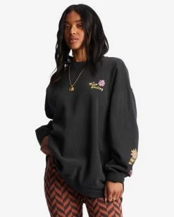 Cheap 🧨 Billabong Ride In Oversized Crewneck Sweatshirt GREENMIST ✔️ -Womens-clothing Shop abjft00281 billabongw bsd frt1 1