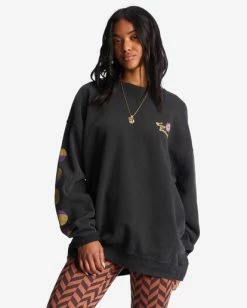 Cheap 🧨 Billabong Ride In Oversized Crewneck Sweatshirt GREENMIST ✔️ -Womens-clothing Shop abjft00281 billabongw bsd sd1 1