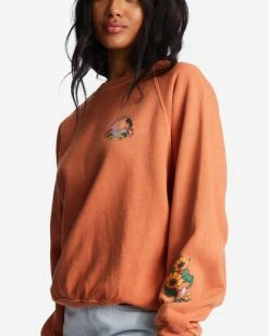 Promo 🛒 Billabong Here We Go Graphic Crewneck Sweatshirt ANTIQUE WHITE ⌛ -Womens-clothing Shop abjft00344 billabongw brk dtl1 1