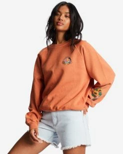 Promo 🛒 Billabong Here We Go Graphic Crewneck Sweatshirt ANTIQUE WHITE ⌛ -Womens-clothing Shop abjft00344 billabongw brk sd1 1