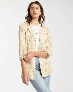 Budget 🥰 Billabong Safari Check Blazer Jacket MULTI ⌛ -Womens-clothing Shop abjjk00123 billabongw mul frt1 1