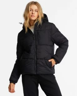 Discount 😉 Billabong A/Div Transport Puffer 3 Hooded Zip-Up Jacket BLUE MOUNTAIN ⌛ -Womens-clothing Shop abjjk00167 billabongw blk frt1 1