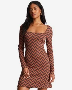 Discount 😀 Billabong Still Your Girl Long Sleeve Jersey 👗 Dress BRICK 🌟 -Womens-clothing Shop abjkd00196 billabongw brk frt1 1