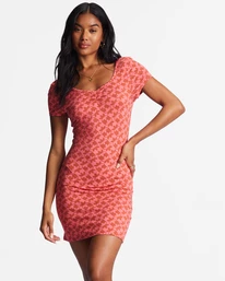 Best Sale 🌟 Billabong Girl In The Sun Bodycon 👗 Dress CORAL CRUSH ❤️