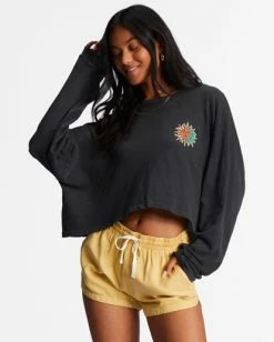 Cheapest 🧨 Billabong Beach Boyfriend Long Sleeve Crop Top OFF BLACK 1 🔥 -Womens-clothing Shop abjkt00282 billabongw bsd frt1 1