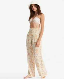 Flash Sale 🤩 Billabong New Waves 2 Wide-Leg Pants WHITE/MULTI 😉 -Womens-clothing Shop abjnp00263 billabongw wmu sd1 1