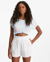 Budget 💯 Billabong Love To Lounge Elastic-Waist Shorts SALT CRYSTAL 🧨