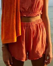 Best Pirce 🤩 Billabong By The Beach Elastic Waist Shorts ROSE CLAY 🎁