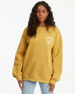 Outlet 🌟 Billabong Free Your Mind Crewneck Sweatshirt SUNSET GOLD 😍 -Womens-clothing Shop abjsf00260 billabongw ylm0 frt1 1