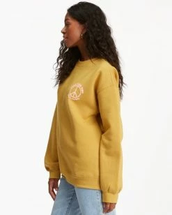 Outlet 🌟 Billabong Free Your Mind Crewneck Sweatshirt SUNSET GOLD 😍 -Womens-clothing Shop abjsf00260 billabongw ylm0 sd1 1