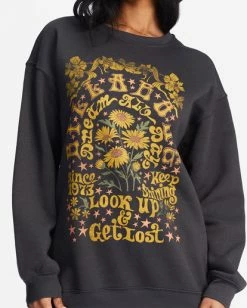 Cheapest 😀 Billabong Golden Wonder Oversized Graphic Crewneck Sweatshirt OFF BLACK 🔥 -Womens-clothing Shop abjsf00377 billabongw ofb dtl1 1