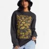 Cheapest 😀 Billabong Golden Wonder Oversized Graphic Crewneck Sweatshirt OFF BLACK 🔥 -Womens-clothing Shop abjsf00377 billabongw ofb frt1