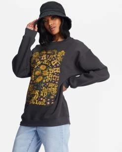 Cheapest 😀 Billabong Golden Wonder Oversized Graphic Crewneck Sweatshirt OFF BLACK 🔥 -Womens-clothing Shop abjsf00377 billabongw ofb sd1 1