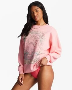 Wholesale 🔥 Billabong Take Me Away Sweatshirt PINK WINK 🥰 -Womens-clothing Shop abjsf00387 billabongw mfk0 sd1 1
