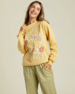 Buy 👏 Billabong Peace And Love Crewneck Sweatshirt MELLOW DAZE 🥰 -Womens-clothing Shop abjsf00454 billabongw ygn0 frt1 1