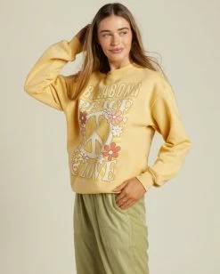 Buy 👏 Billabong Peace And Love Crewneck Sweatshirt MELLOW DAZE 🥰 -Womens-clothing Shop abjsf00454 billabongw ygn0 sd1 1