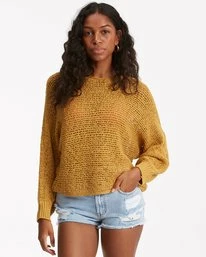 Budget ✔️ Billabong Forever Golden V-Neck Pullover Sweater WHITE CAP ✨