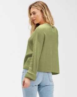 Hot Sale 🔥 Billabong Short N Sweet 2 Cropped Cardigan Sweater AVOCADO 🎁 -Womens-clothing Shop abjsw00194 billabongw avo bck1 1