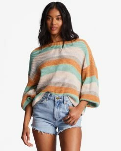 New ✨ Billabong Spaced Out Pullover Sweater DRIFTWOOD 😀 -Womens-clothing Shop abjsw00202 billabongw mul frt1 1