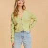 Promo 👏 Billabong Point Her Out Cropped Cardigan Sweater AGAVE ✔️ -Womens-clothing Shop abjsw00203 billabongw aga frt1