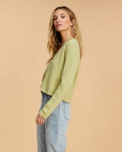 Promo 👏 Billabong Point Her Out Cropped Cardigan Sweater AGAVE ✔️ -Womens-clothing Shop abjsw00203 billabongw aga sd1 1