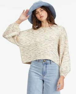 Cheap ⌛ Billabong Party Waves Pullover Sweater ANTIQUE WHITE 🛒 -Womens-clothing Shop abjsw00206 billabongw anw frt1 1
