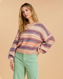Coupon 🔥 Billabong Salty Blonde Under The Influence Pullover Sweater LOVIN LILAC 💯