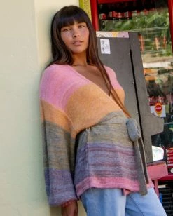 Outlet 👏 Billabong Surf Check Open-Front Cardigan Sweater MULTI 🎉 -Womens-clothing Shop abjsw00215 billabongl mul frt1 1