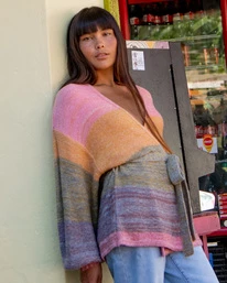 Outlet 👏 Billabong Surf Check Open-Front Cardigan Sweater MULTI 🎉