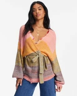 Outlet 👏 Billabong Surf Check Open-Front Cardigan Sweater MULTI 🎉 -Womens-clothing Shop abjsw00215 billabongw mul frt1 1