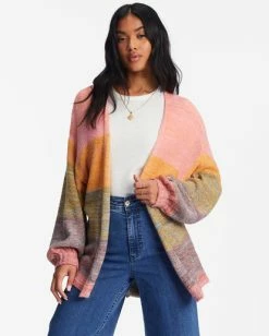 Outlet 👏 Billabong Surf Check Open-Front Cardigan Sweater MULTI 🎉 -Womens-clothing Shop abjsw00215 billabongw mul frt2 1
