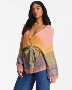 Outlet 👏 Billabong Surf Check Open-Front Cardigan Sweater MULTI 🎉 -Womens-clothing Shop abjsw00215 billabongw mul sd1 1