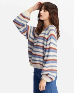Best Pirce ⭐ Billabong No Brainer V-Neck Pullover Sweater INDIGO LOVE 👏 -Womens-clothing Shop abjsw00216 billabongw bng0 sd1 1