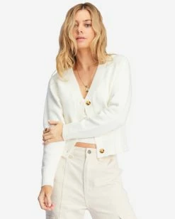 New 🔥 Billabong Paired Up Button-Front Cardigan ANTIQUE WHITE 🎉 -Womens-clothing Shop abjsw00220 billabongw anw frt1 1