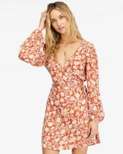 Best Sale 😀 Billabong Spring Romance Mini Wrap 👗 Dress PINK LADY 😍 -Womens-clothing Shop abjwd00354 billabongw rcl frt1 1