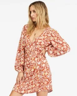 Best Sale 😀 Billabong Spring Romance Mini Wrap 👗 Dress PINK LADY 😍 -Womens-clothing Shop abjwd00354 billabongw rcl sd1 1
