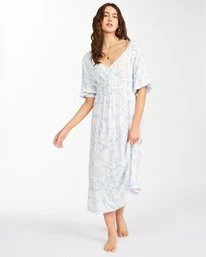 New 🔔 Billabong Salty Sea Midi 👗 Dress RAIN DROP 👏