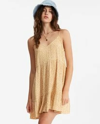 New 💯 Billabong You Got It Mini 👗 Dress LIGHT SUNSET GOLD ⌛