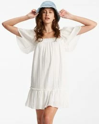 Discount ⌛ Billabong She's A Doll Babydoll 👗 Dress SALT CRYSTAL ⭐