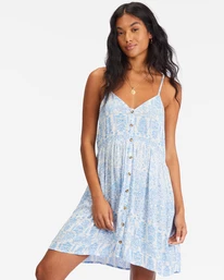 Cheapest 🥰 Billabong Glow Up Babydoll 👗 Dress SALT CRYSTAL 🛒