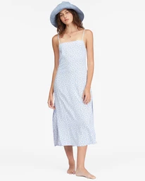 Outlet ❤️ Billabong Weekend Waves Midi Slip 👗 Dress BABY BLUES 🔥