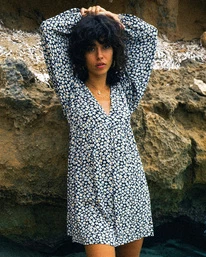 Best deal ❤️ Billabong Secret Wish Long Sleeve Babydoll 👗 Dress OFF BLACK ❤️