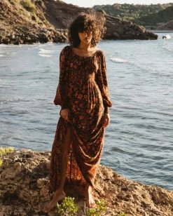 New 🛒 Billabong Mystic Dreamer Long Sleeve Maxi 👗 Dress BLACK MULTI ❤️ -Womens-clothing Shop abjwd00484 billabongl bml frt1 1
