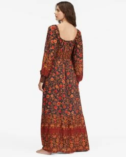 New 🛒 Billabong Mystic Dreamer Long Sleeve Maxi 👗 Dress BLACK MULTI ❤️ -Womens-clothing Shop abjwd00484 billabongw bml bck1 1