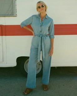 Flash Sale 🔔 Billabong Salty Blonde Sunday Uniform Long Sleeve Jumpsuit SALTY BLUE 🔥 -Womens-clothing Shop abjwd00494 billabongl syl frt1 1