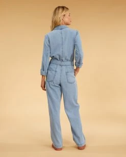 Flash Sale 🔔 Billabong Salty Blonde Sunday Uniform Long Sleeve Jumpsuit SALTY BLUE 🔥 -Womens-clothing Shop abjwd00494 billabongw syl bck1 1