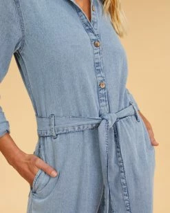 Flash Sale 🔔 Billabong Salty Blonde Sunday Uniform Long Sleeve Jumpsuit SALTY BLUE 🔥 -Womens-clothing Shop abjwd00494 billabongw syl dtl1 1
