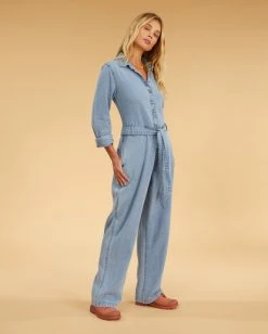 Flash Sale 🔔 Billabong Salty Blonde Sunday Uniform Long Sleeve Jumpsuit SALTY BLUE 🔥 -Womens-clothing Shop abjwd00494 billabongw syl sd1 1